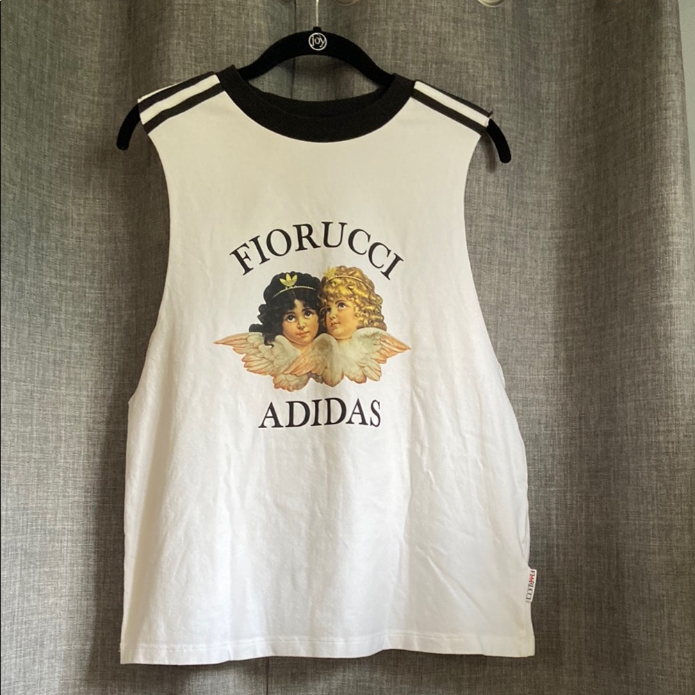 Rare Fiorucci Adidas Epic  Collaboration  White Sleeveless Graphic Tank L